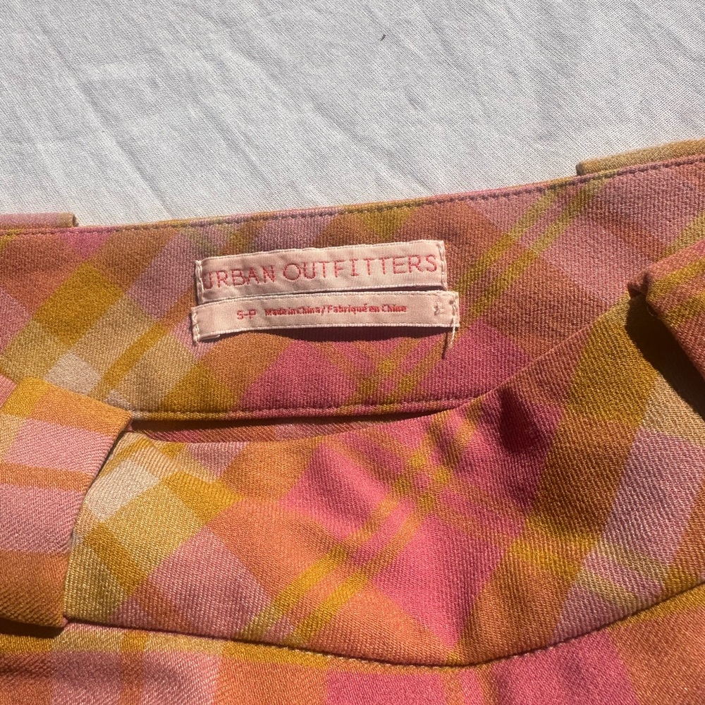 Urban Outfitters Pink Gold Plaid Skirt